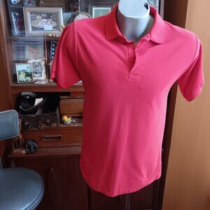 Vintage Men's Polo Shirt Medium Single Stitch 1980's Campus Red MADE IN USA Med